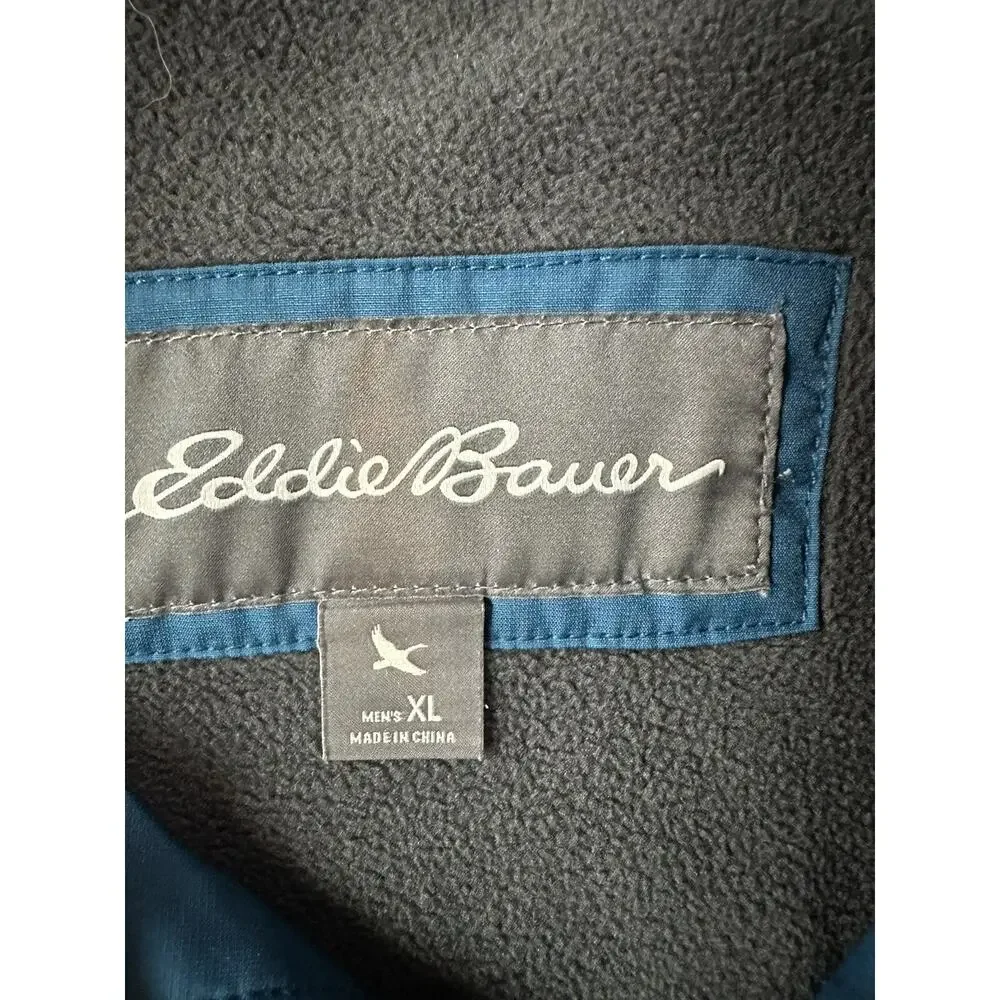 Eddie Bauer Rain Jacket Men's Sz Large Teal Blue Weather Edge Mesh Lined Hooded